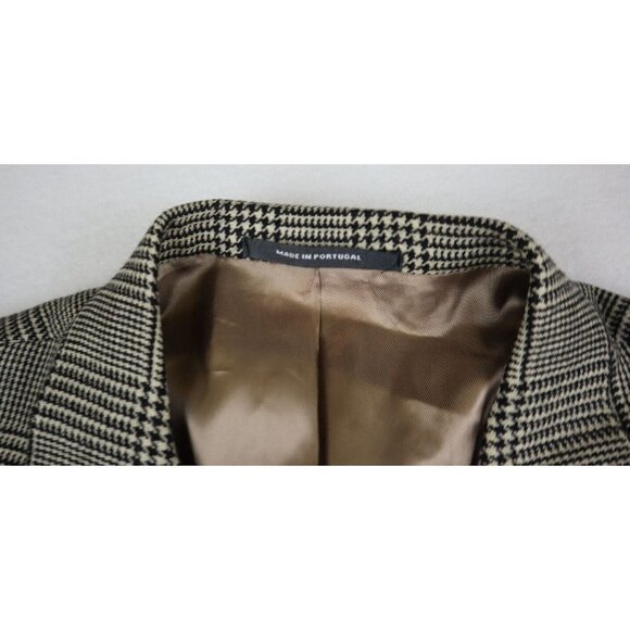 AUSTIN REED - MEN'S BLACK & BEIGE PLAID 100% WOOL BLAZER JACKET - SIZE 40R - Picture 3 of 8